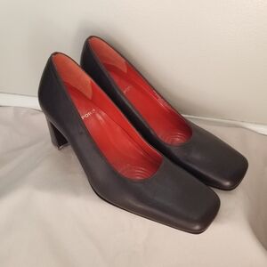Rockport Women's Shoes 5.5 Black Leather Square Toe Heels/Pumps **CLEARANCE**